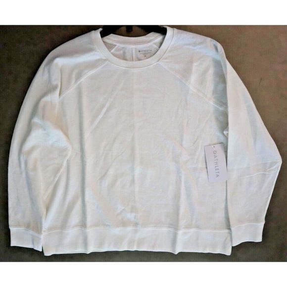 Athleta S905-0008 Women's Sz 2X Calla Lily White Sundown Cotton Sweatshirt $69+ - Picture 6 of 7